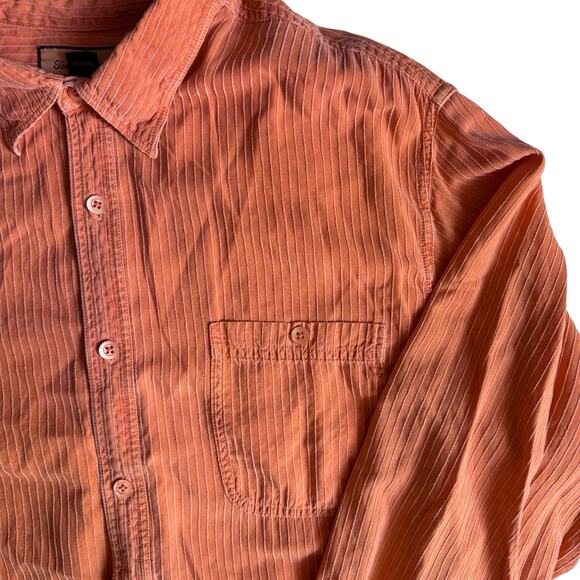 Tommy Bahama L Silk Blend Orange Stripe Shirt Mens L Unisex Beach Vibes - Picture 8 of 14
